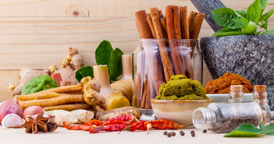 Zutaten für thailändisches rotes Hähnchen Curry, Thailand Reisen, Rezept
