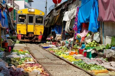 Eisenbahnstrecken von Maeklong, Bangkok, Thailand Reise