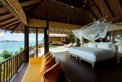 Schlafzimmer, Six Senses Yao Noi, Thailand Reise