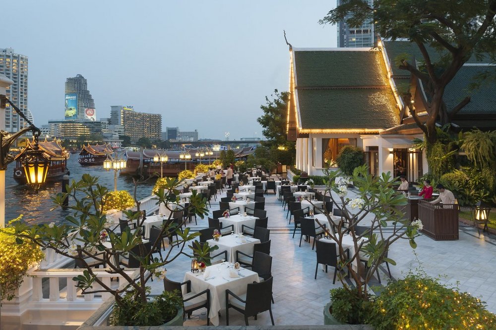 Terrasse des Mandarin Oriental, Bangkok, Thailand Reise