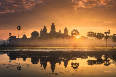 Sonnenuntergang in Angkor Wat, Siem Reap, Thailand, Laos und Kambodscha Luxusreise, Natur