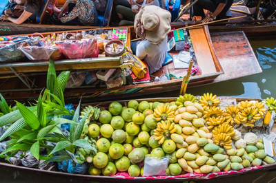 Schwimmender Markt, Damnoen Saduak, Thailand Naturreise