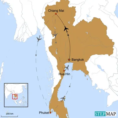 Karte, It's Tee Time - Golfreise durch Thailand, Thailand Golfreise