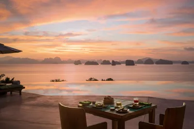 Romantisches Donner, Six Senses Koh Yao Noi, Thailand Hochzeitsreise, Sonnenuntergang