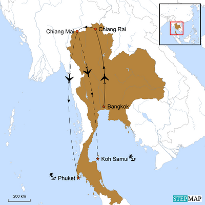 Reiseverlauf, Thailand In Style, Luxusreise Thailand, Karte